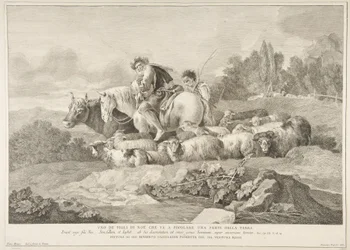 Noé egyik fia, aki benépesíti a Föld egy részét Uno de figli di Noè c..., 1743-63.