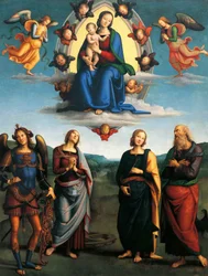 Madonna in Glory, kb. 1500-1501, Pietro Perugino (kb. 1450-1523), olaj, fa, 330x265 cm.