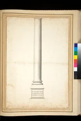Antoninus Pius oszlopa restauráltként látható (toll és szürke mosás)