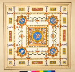 Volta del Palazzo di Augusto (fekete kréta, néhány tollal és barna tintával. Akvarellel színezve)