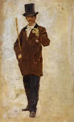 Férfi cilindert visel