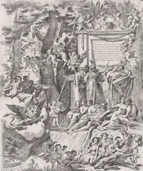 Allegória Franciotti bíboros luccai püspökké érkezésének tiszteletére, 1680-1700.