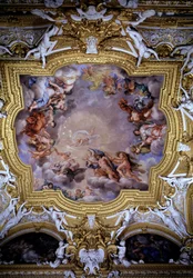 Cosimo I de Medici (Cosimo I de Toscany vezette Jupiter előtt a Győzelem és Héraklész) Freskó Pietro da Cortona (Berrettini) (1596-1669) Firenze, Palazzo Pitti, Sala di Apollo