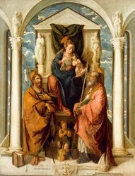A Madonna és a gyermek trónolt