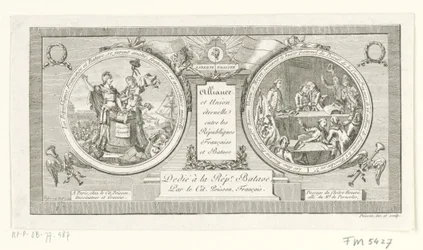 Medaillon op de Alliantie tussen de Franse en de Bataafse Republieken, 1795 Szövetség és Örök Unió a Francia és a Batáv Köztársaság között (cím a tárgyon)