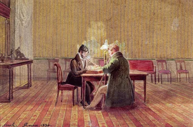 Adam Bernard Mickiewicz (1798-1855) sakkozik egy barátjával, 1830