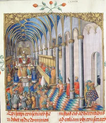 A püspök felszentelése Erasmus Ciolek püspök pápától, 1510 körül (tempera és arany pergamen)