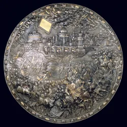 III. Sobieskis János király (1624-96) Jóslópajzs (vas és ezüst aranyozott)