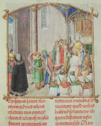 Pappá szentelés Erasmus Ciołek püspök pontifikáléjából, 1510 körül