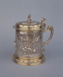 Tankard jelenetekkel Illés próféta életéből (ezüst és ezüst aranyozott)
