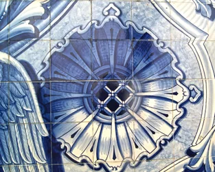Az Angyali üdvözletet ábrázoló dekoratív panel részlete, Lamego, Portugália. 1738 (kerámia csempe)
