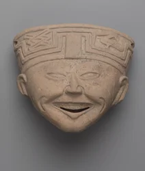 Egy nevető ember feje, Totonac (kerámia)