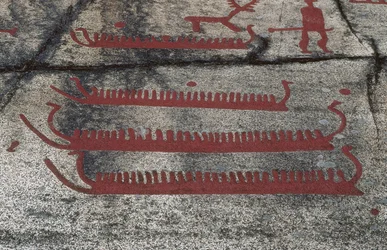 Csónakok, Fossum szikla, Tanum petroglyphja, Svédország