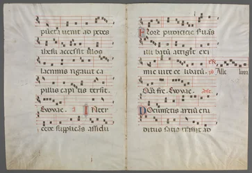 Bifolium egy antifóniából: Zene, c. 1320-1340.