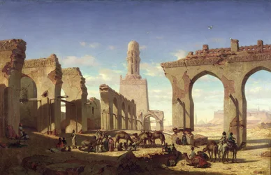 El Haken kalifa mecsetének romjai, Kairó, kb. 1840