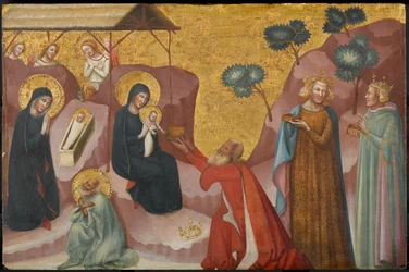 A Születés és a Mágusok imádása, 1325-1330 körül (tempera és aranylevél a táblán)