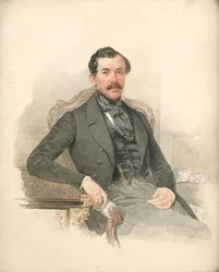 Maximilien de Leuchtenberg, mecénás és ásványkutató - Maximilian de Beauharnais, Leuchtenberg 3. hercegének (1817-1852) portréja - Pjotr ​​Fjodorovics Szokolov (1791-1848). Akvarell kartonon Méret: 25x21 cm Magángyűjtemény