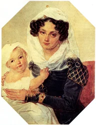 Mária N. Volkonszkaja grófnő portréja 1805-1863 fiával, Nyikolajjal, 1826