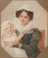 Maria Nikolaevna Volkonskaya Contesse portréja 1805-1863 fiával, Nyikolajjal, 1826