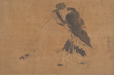 Zhang Guolao és a varázsöszvér (albumlevél; tinta és szín, selyem)