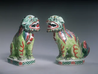 Famille Verte oroszlánpár, Kangxi időszak (1662-1722) (porcelán)