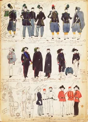 Különféle olasz egyenruhák, amelyeket 1847 és 1870 között használtak Quinto Cennitől, színes lemez