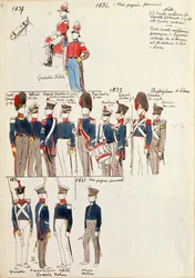 Különféle egyenruhák, Quinto Cenni, színes tábla, 1834-1841 körül