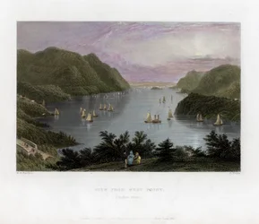 A Hudson folyó West Pointból (USA, 1837) nézve.
