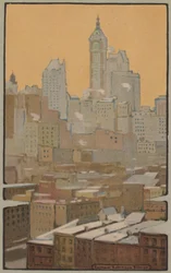 Az énekes épület a Brooklyn hídról, 1914.