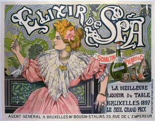 „Elixir de Spa” belga likőrt reklámozó plakát