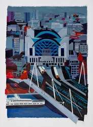 Charing Cross Station, 2021 (akril és kollázs papírra)