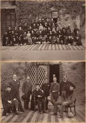 A shimlai Bishop Cotton School igazgatója és tanárai (előlap); a shimlai Bishop Cotton School középosztályos tanulói és személyzete (hátlap)