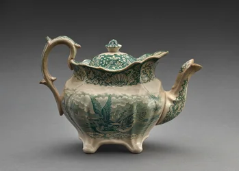Teáskanna, 1847-49 körül (ólommázas cserépedény transzfernyomással)