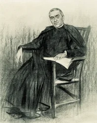 Jacint Verdaguer (1845-1902) katalán költő portréja (rajz)