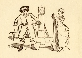 John Gilpin borosüvegeket rögzít az övére, 1878, c1918.