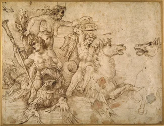 Tritonok csatája Andrea Mantegna után (toll és barna tinta fehér papíron)