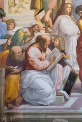 Az athéni iskola, Pythagoras és tanítványai, Stanza della Segnatura részlete