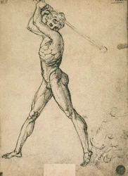 Herkules megöli a bikát; Raphael rajza. Gallerie dellAccademia, Velence