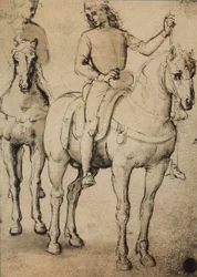 Férfi lóháton; Raphael rajza. Gallerie dellAccademia, Velence
