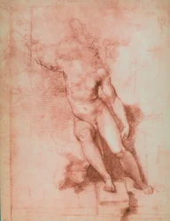 Tanulmány Keresztelő Szent János számára, Raffaello Sanzio rajza. Rajzok és nyomatok kabinetje, Uffizi Galéria, Firenze
