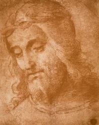 Tanulmány a Megváltó arcához, Raphael rajza. Gallerie dellAccademia, Velence