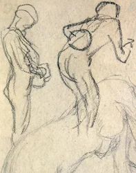 Akt tanulmány, c. 1905 (rajz)
