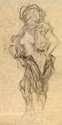 Akt tanulmány, c. 1905 (rajz)