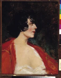 Portrait of woman in the red blouse Painting by Raymond Allegre (1857-1933) 20th century Mandatory mention: Collection fondation regards de Provence, Marseille   1418929   hu       hungarian Successfully Translated  Original: Pietà Translat: Pietà 1234633 