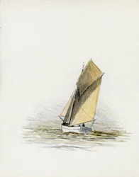 Csónak (gabare) a Gironde torkolatánál (gouache, szén és ceruza, papír)