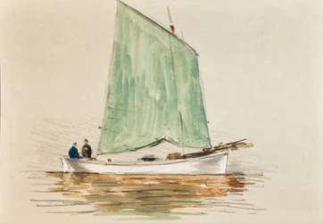 Halászok a Yole-on, Gironde torkolat (gouache, papír)