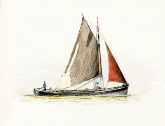 Gabare a Gironde torkolatánál (gouache és szén, papír)