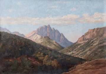 Tájkép, hegyek (olaj, vászon)