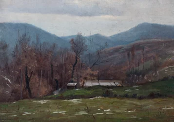 Tájkép tóval, 1905 március (olaj, fa)