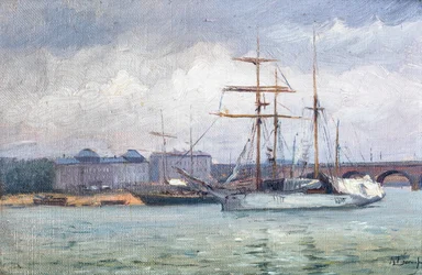 Bordeaux kikötőjének látképe (olaj, vászon)